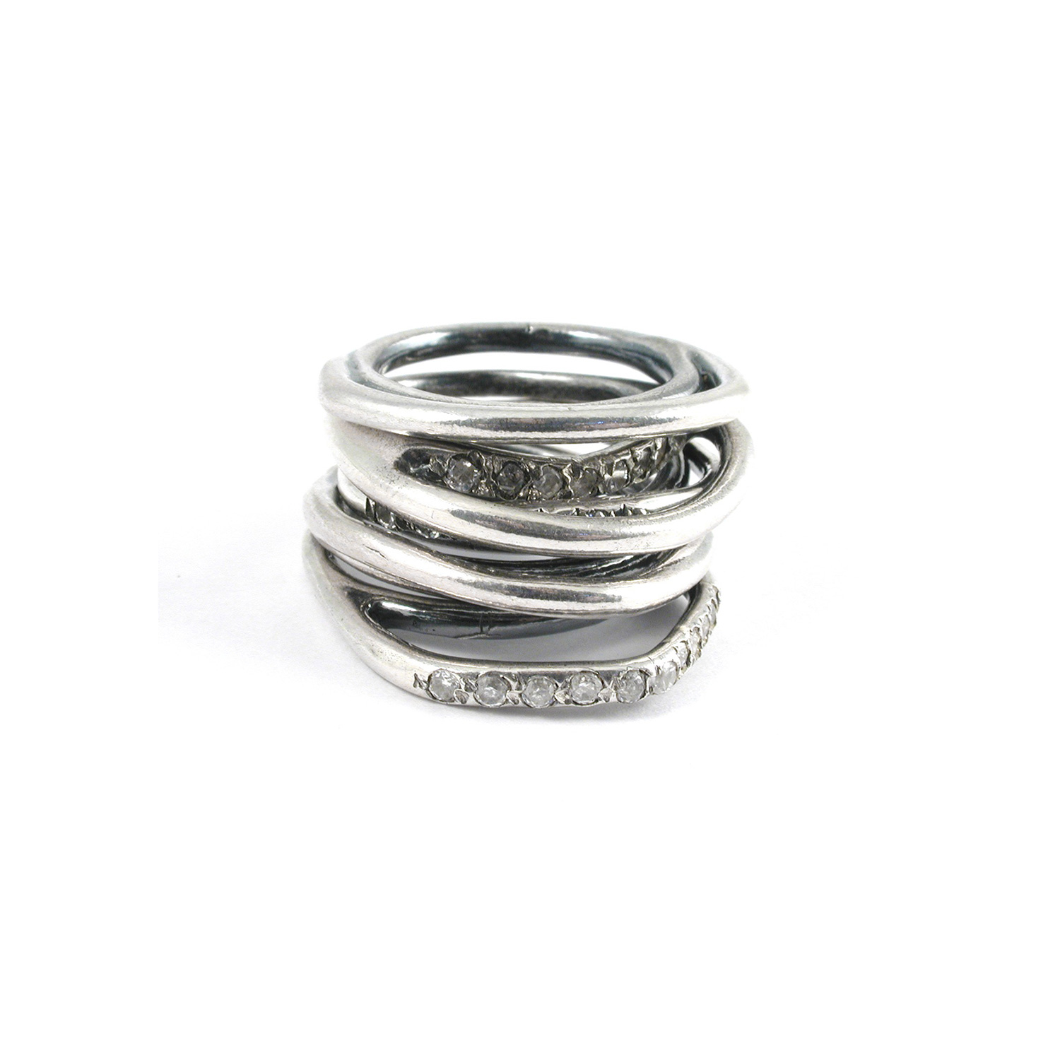 Classic set of 5 silver rings - IOSSELLIANI jewellery